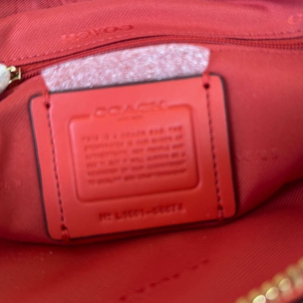Coach Prairie Satchel Deep Coral Pebble Leather Medium Crossbody Bag - Picture 7 of 16